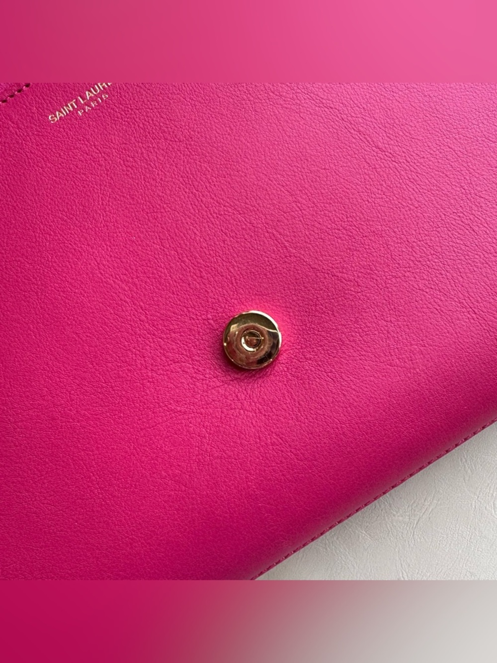 Saint Laurent Fuchsia Pink Leather Classic Y Ligne Clutch - Picture 12 of 16